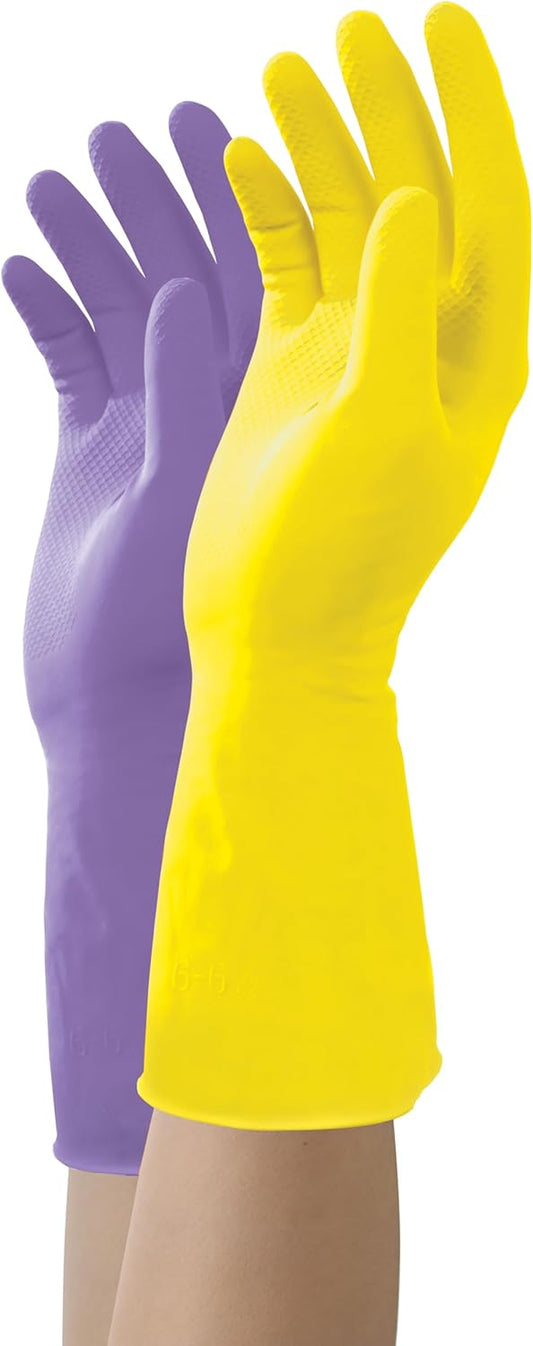 Mr. Clean Bliss Cleaning Gloves Premium Reusable Vinyl Latex-Free Gloves with Non-Slip Grip, Large