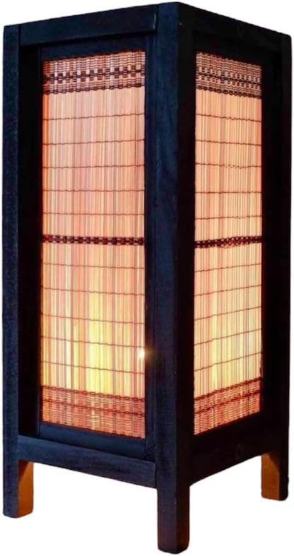 RED BERRY THAILAND LANNA LAMP-Thai Vintage Handmade Asian Bamboo Art Handcraft Japanese Lamp Table Lights or Floor Wood Table Lamp (Bamboo Art New)