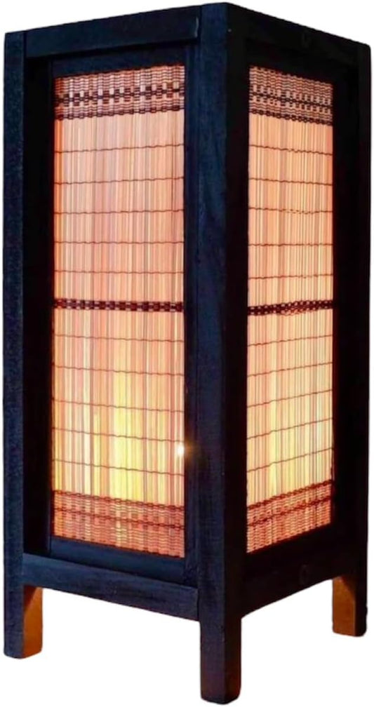 RED BERRY THAILAND LANNA LAMP-Thai Vintage Handmade Asian Bamboo Art Handcraft Japanese Lamp Table Lights or Floor Wood Table Lamp (Bamboo Art New)