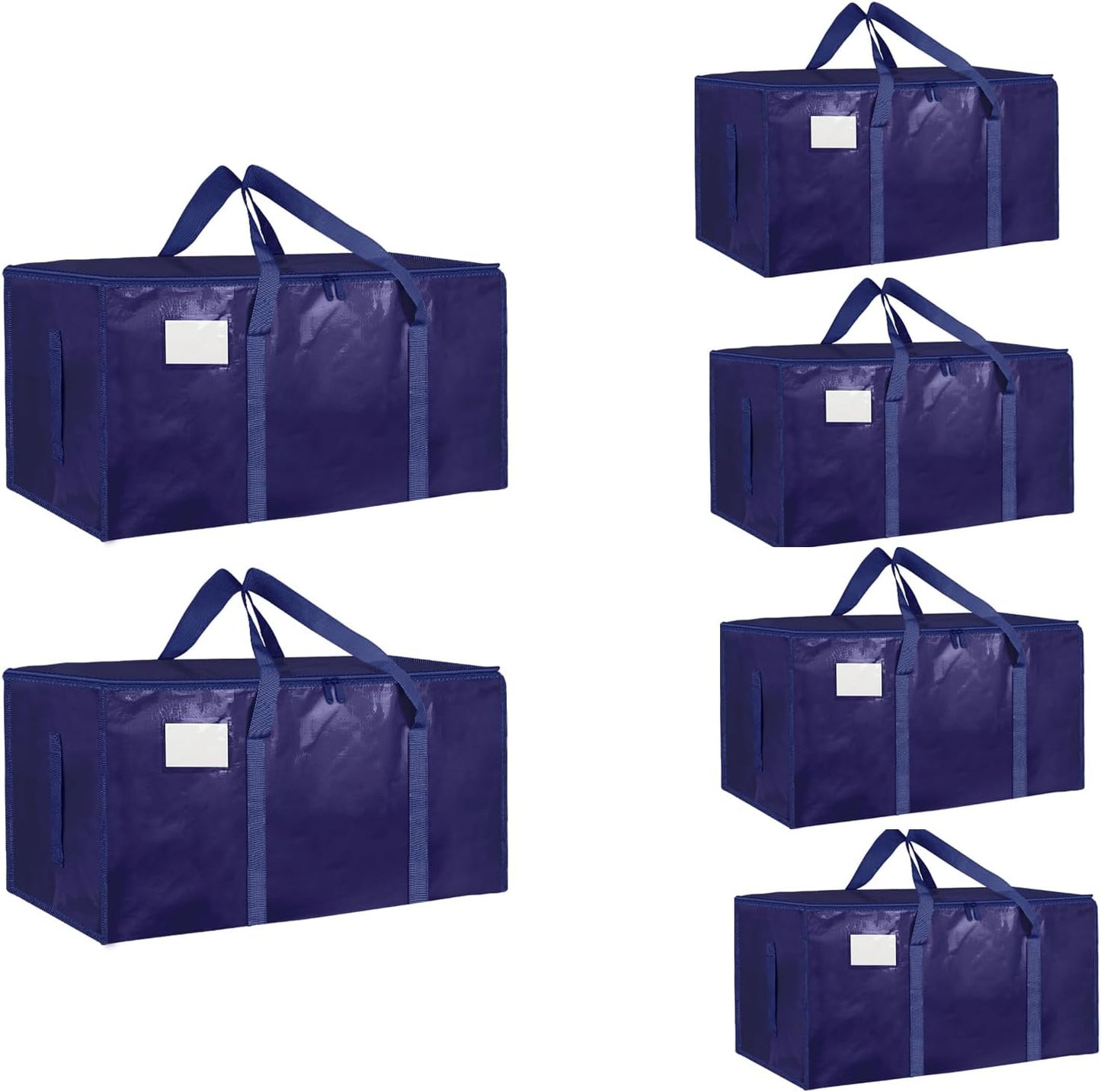 8 Pack-Extra Large Heavy Duty Moving Bags - Waterproof Storage Totes with Handles & Zippers, Foldable for College Dorm, Storage (Clear)