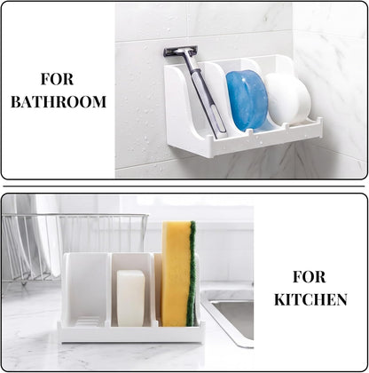 Soap Holder for Shower Wall, 3-Compartment Soap Dish for Shampoo, Conditioner and Body Soap, Fast Draining & Rust-Proof & Heavy Duty, Ultra-Strong Adhesive for Long-Term Bathroom Use & Freestanding