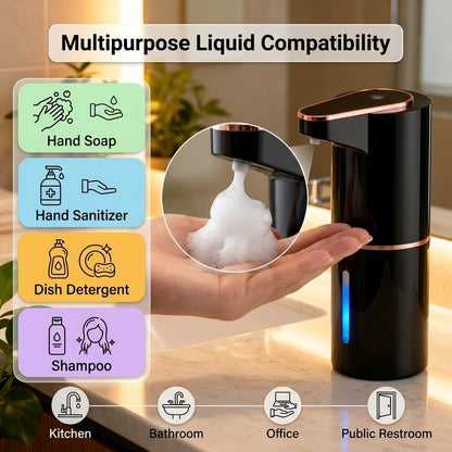 2 Pack Automatic Soap Dispenser, Touchless Electric Hand Sanitizer with 3 Gear Adjustable, Rechargeable 350ml with Infrared Motion Sensor IPX5 Waterproof for Kitchen, Bathroom, Office White Foam
