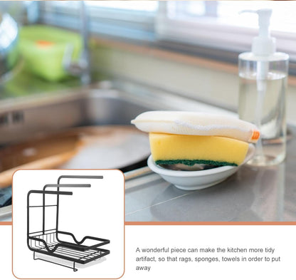 Healeved Multi-Functional Sponge Holder Dishcloth Drying Rack for Kitchen Sink Wall-Mounted Organizer for Wiping Cloth and Cleaning Supplies Space-Saving Storage