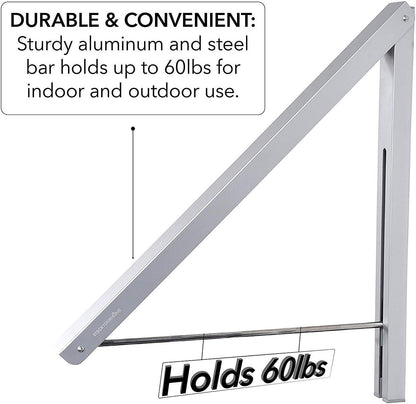 Single Foldable Clothing Rack, Wall-Mounted Retractable Clothes Hanger for Laundry Dryer Room, Hanging Drying Rod, Small Collapsible Folding Garment Racks, Dorm Accessories (Gold)