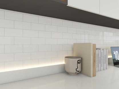 Colamo Luxury 10-Sheet Peel and Stick Backsplash,Self Adhesive Faux Stone 12”x12” White Subway Tile for Kitchen,Glossy Waterproof Carrara Brick Marble Look,Stick on Accent Wall for Bathroom,Bedroom