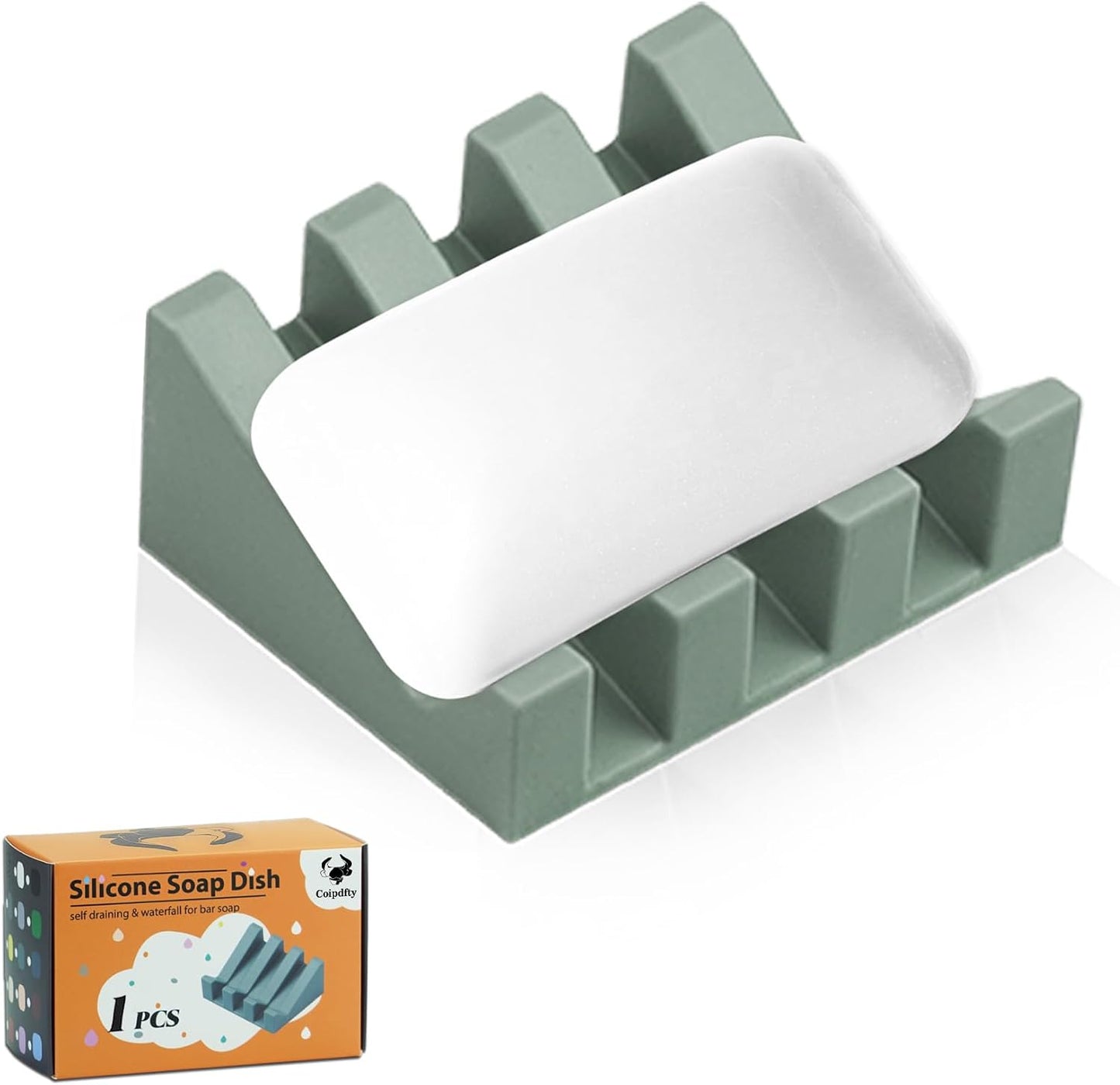 Self Draining Soap Dish Holder,Silicone Soap Dish,for Bathroom,Kitchen, Sponges，Can Extend Soap Life，Keep Soap Bars Dry and Easy Cleaning (White,1-Pack) - Colors A