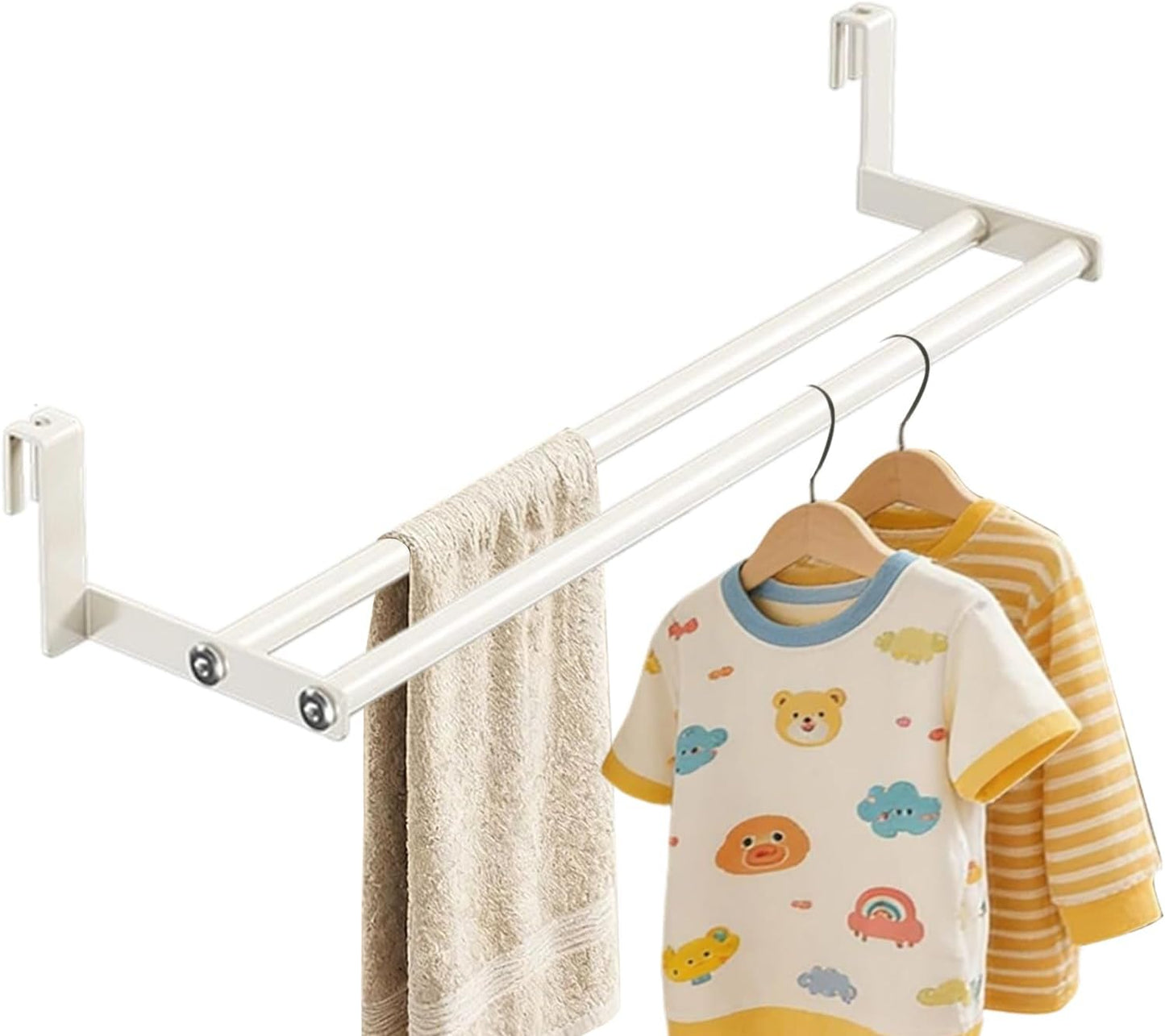 Wall Drying Rack Heavy-Duty Space-Saving Towel Rod | Drying Rack Wall Mounted for Closet Bathroom Room Rv Dorm Clothing