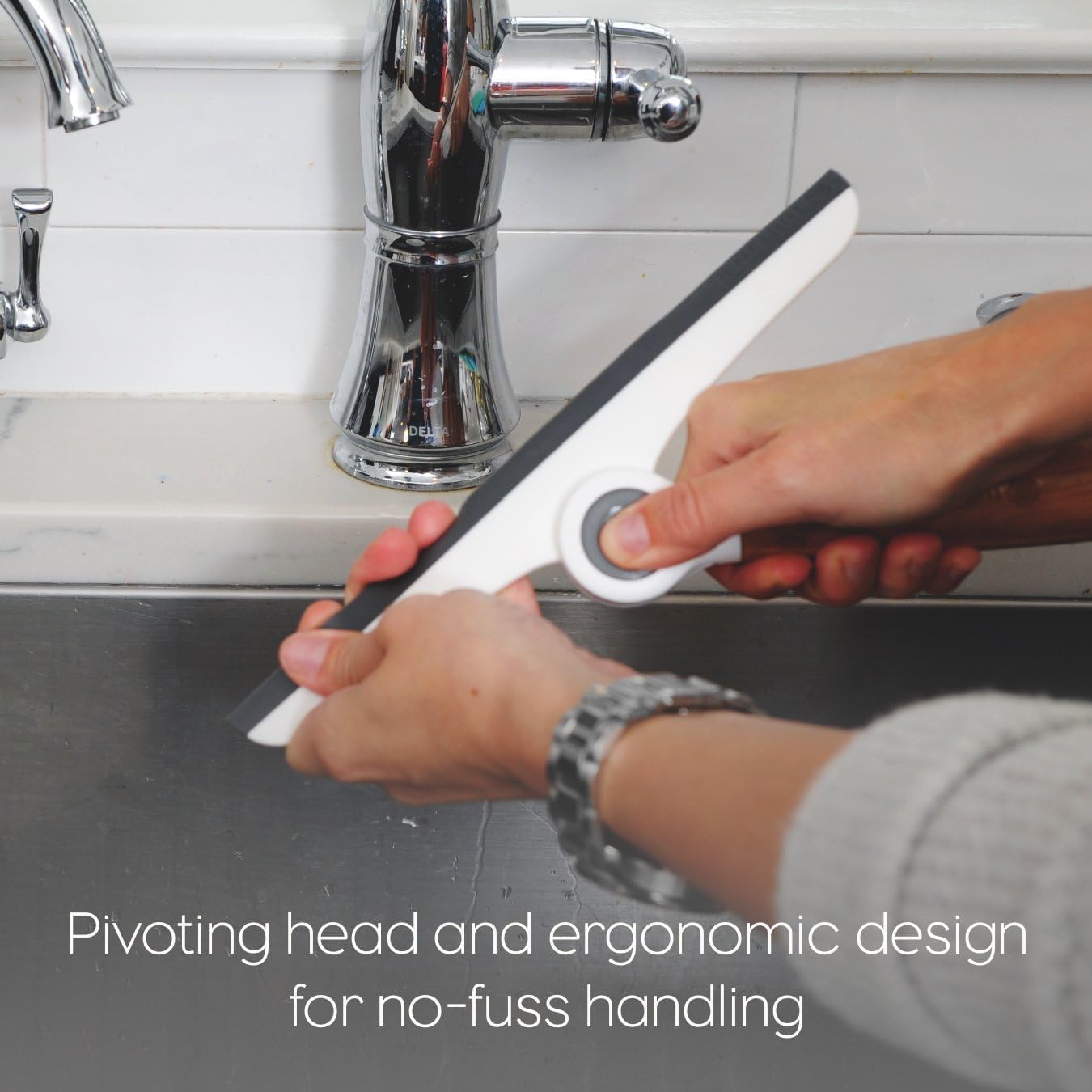 Full Circle Clean Ocean Squeegee - Shower, Glass, Window, Tile, Windshield - Streak-Free Finish with Rotating Hook for Easy Storage