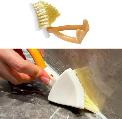 2 Pack Kitchen Cast Iron Brush with Stiff Bristles Portable Small Skillet Scrubber Triangular Dish Brush Crevice Cleaning Brush Kitchen Brushes for Cleaning Pot Sink Stove Camping Cookware