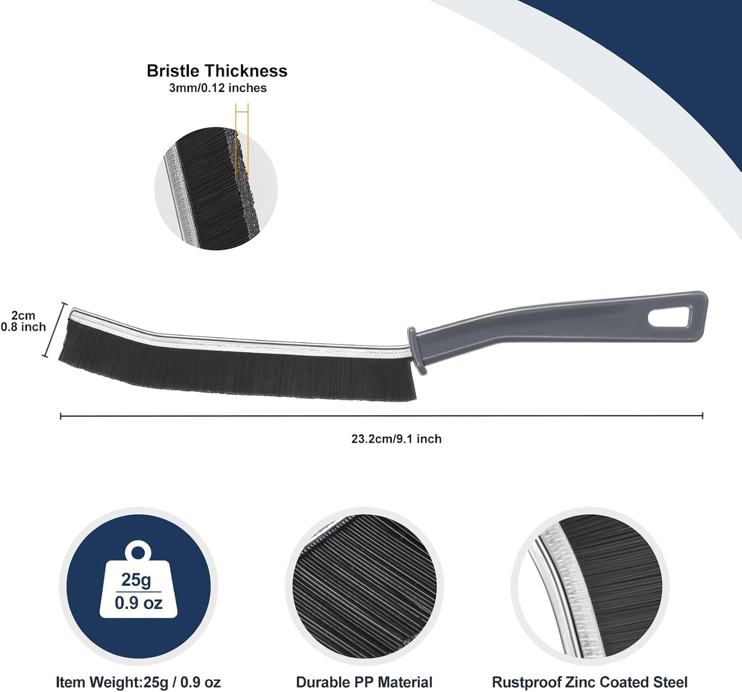 Hard Bristled Crevice Cleaning Brush Bathroom Gap Cleaning Brush | Thin Grout Brush