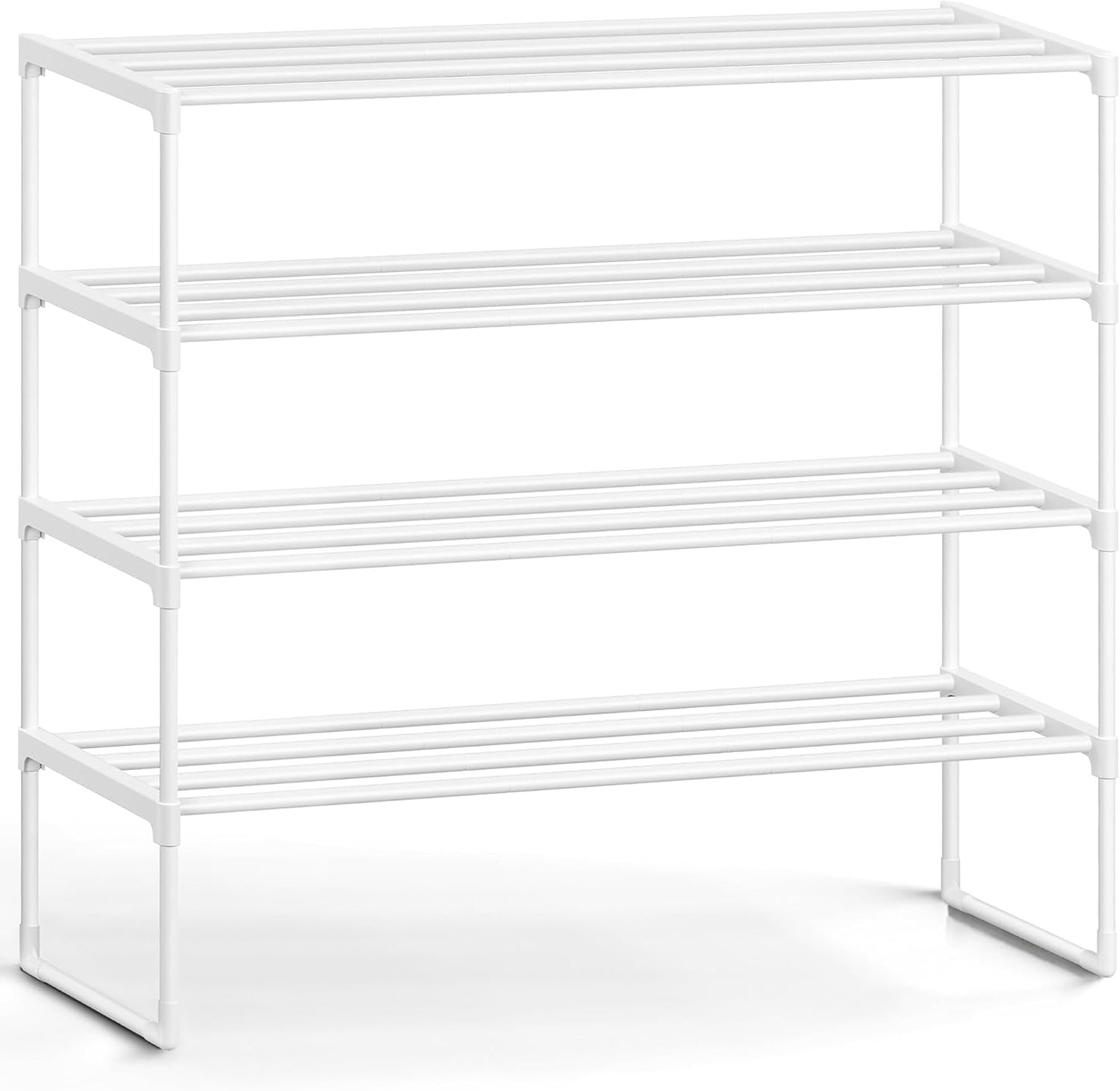 SONGMICS Shoe Rack, 6-Tier Shoe Organizer, Metal Storage Shelf, Upright or Upside Down, for 24-30 Pairs, Stackable, for Entryway, 11.8 x 36.2 x 42.7 Inches, Black ULSA306BH01
