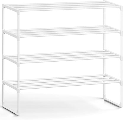 SONGMICS Shoe Rack, 6-Tier Shoe Organizer, Metal Storage Shelf, Upright or Upside Down, for 24-30 Pairs, Stackable, for Entryway, 11.8 x 36.2 x 42.7 Inches, Black ULSA306BH01
