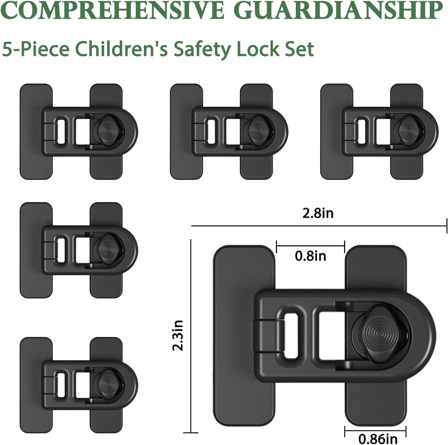 5 Pack Baby Proofing Cabinet Locks – No-Tool Adhesive Child Proof Refrigerator Lock, Oven Lock Child Safety, Fridge Lock, Dishwasher, Drawers & Cabinets | Strong Hold, Easy to Install (Black)