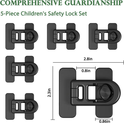 5 Pack Baby Proofing Cabinet Locks – No-Tool Adhesive Child Proof Refrigerator Lock, Oven Lock Child Safety, Fridge Lock, Dishwasher, Drawers & Cabinets | Strong Hold, Easy to Install (Black)