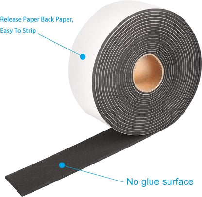 Seal Foam Tape,1/2 Inch W x 1/8 Inch T Weather Stripping for Door and Window,High Density Single Sided Closed Cell Door Insulation Weather Strip, 3 Rolls Total 50FT Black
