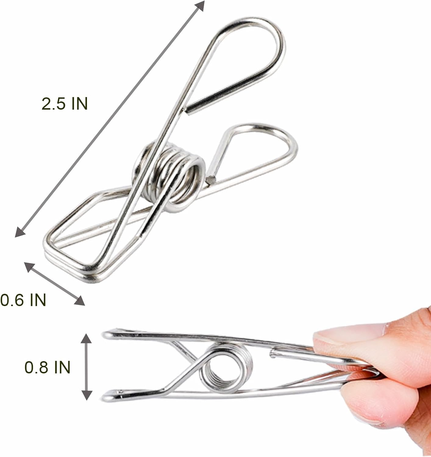 (50PCS) Stainless Steel Laundry Clothes Pins Heavy Duty Outdoor, Clothespins for Hanging Clothes, Metal Clips, Metal Snack Bag Chip Clips for Food Packages, Mini Clothes pins