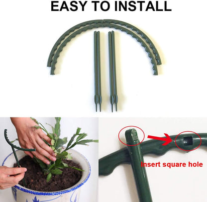 Mwellewm 10 Pack Plant Support Plant Stakes Metal Half Round Search Support Ring Small Plastic Cage Holder Short Stem Flower Pot Climbing Trellis for House Flower Vegetable Indoor Leafy(5.7 x 5.9nch)