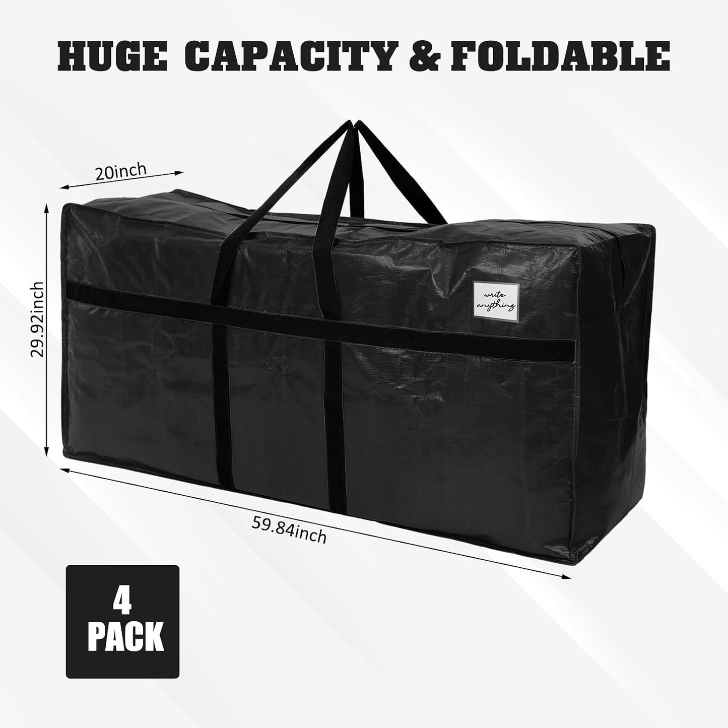 Windyun 4 Pack 57 Gallon Extra Large Moving Bags XXL Heavy Duty Storage Bag with Strong Zipper Handle Jumbo Big Tote Box Foldable for College Dorm Travel Clothes Duffle Blanket Pillow(Red)