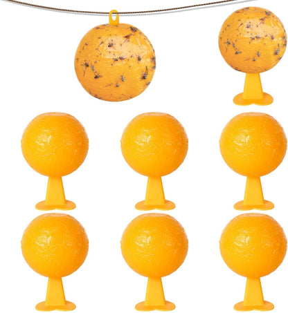 Upgraded Sticky Hanging Ball with Base, osseph Sticky Fruit Fly Trap Balls | Physical Odorless Insect Catcher with 360°, Waterproof Hanging Bug Traps for Indoor Outdoor Garden Fruit Trees (Yellow)