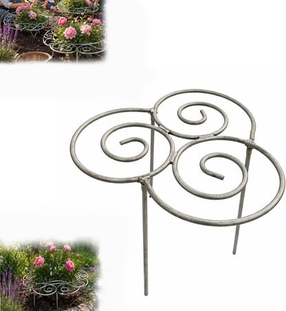 Metal Plant Support Ring for Garden, Peony Cage Stand, Indoor Pots, Flower Hoop, Decorative Grow Through Rings, Stackable Houseplant Stake, Dahlia Cage, Outdoor Orchid Clip(1PC,Medium)