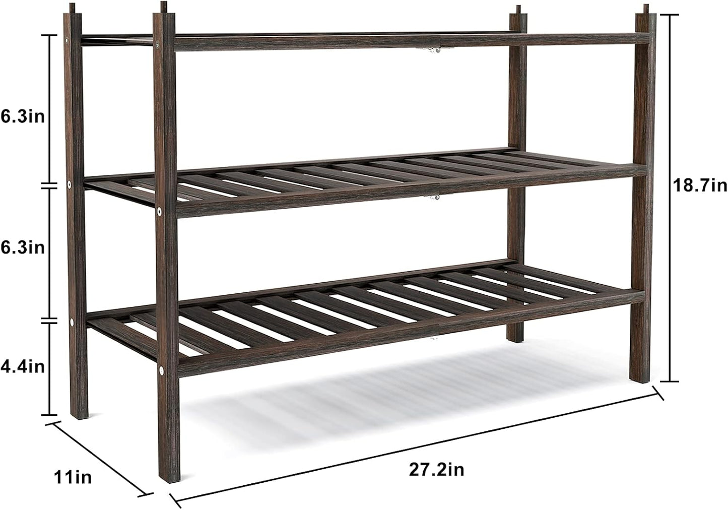 Dranixly Shoe Rack, 2-Tier Bamboo Stackable Shelf Storage Organizer, Stand for Closet, Entryway, Hallway, Bathroom and Living Room（Natural）