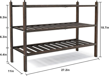 Dranixly Shoe Rack, 2-Tier Bamboo Stackable Shelf Storage Organizer, Stand for Closet, Entryway, Hallway, Bathroom and Living Room（Natural）
