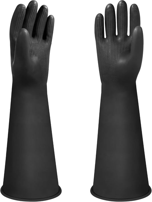 24" Chemical Resistant Glove, Reusable Heavy Duty Long Rubber Gloves, Long Waterproof Dishwashing Gloves, Industrial Safety Gloves for Men