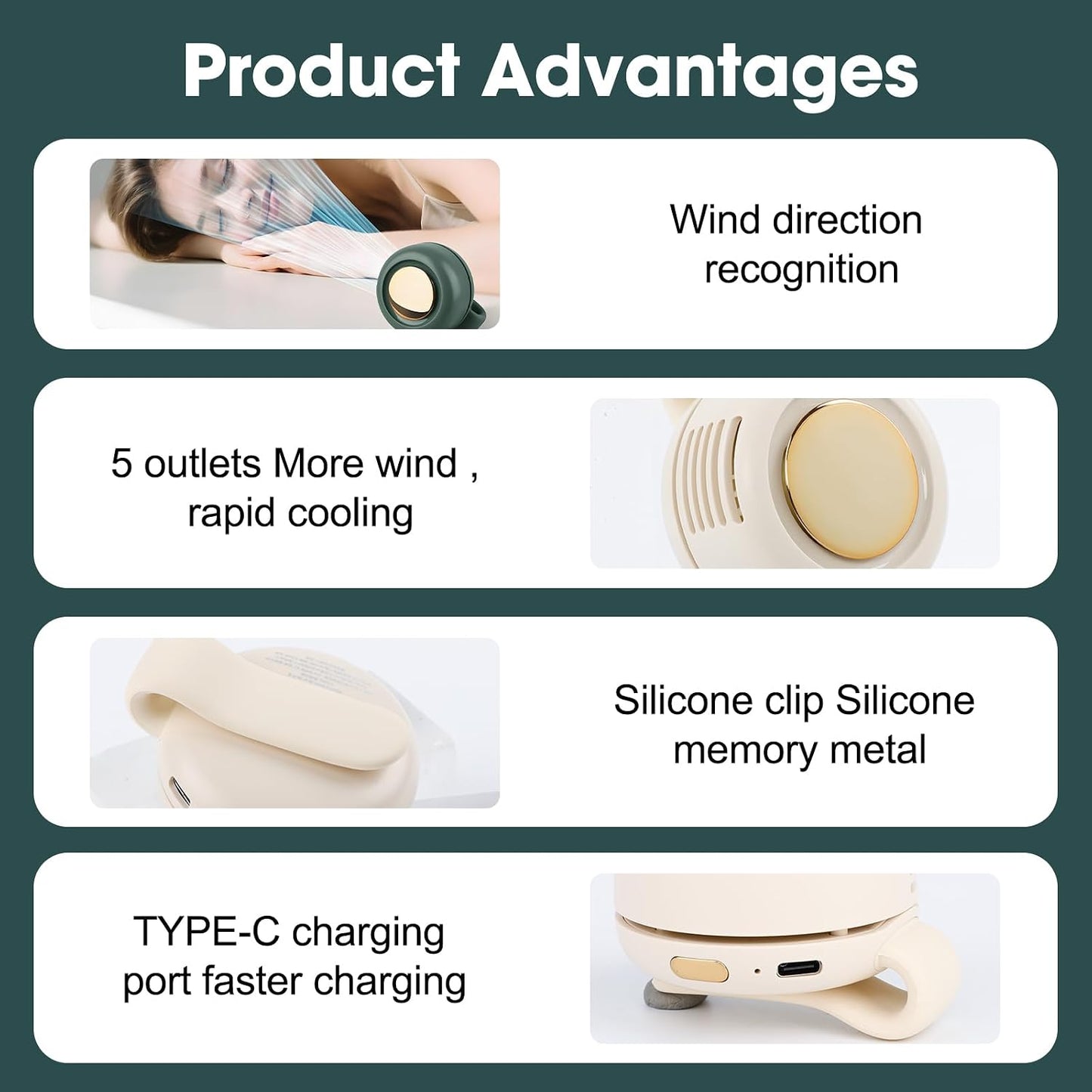 Small Clip Fan, Personal Waist Fans,Portable Silent Mini Bladeless Fan Clip On for Shirt ,Hands-Free Personal Clip Fans 3 Speeds,Clips on Waist Neck Fanes for Outdoor,Camping,Travel,Office (White)