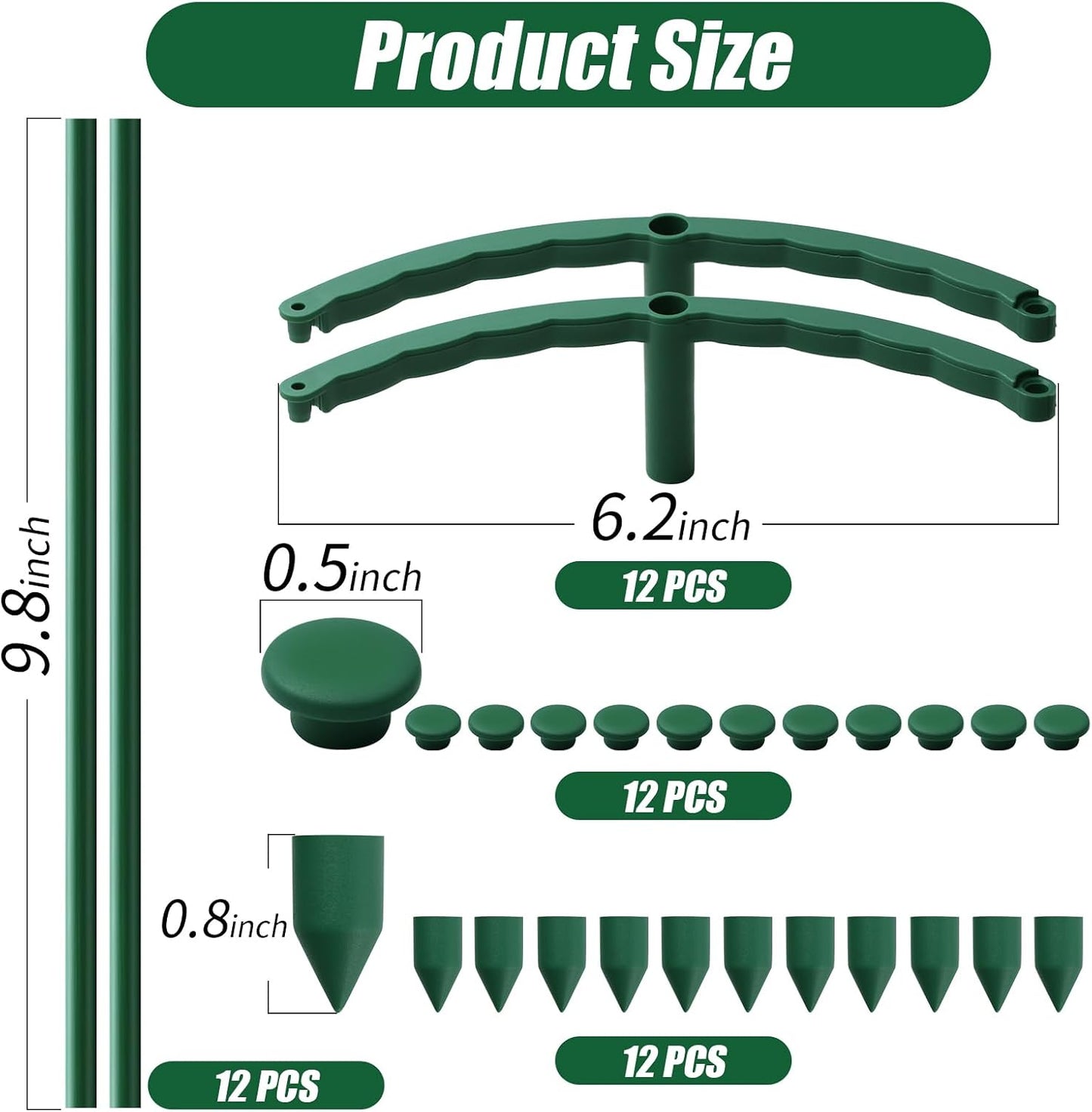 Uzoli 12 Pack Plant Support Stakes Sets - Versatile Plant Cages, Stackable 3 Tier Garden Flower Support，Plant Stakes for Indoor Outdoor Plants Tomato, Peony, Monstera, Hydrangea, Climbing Plants