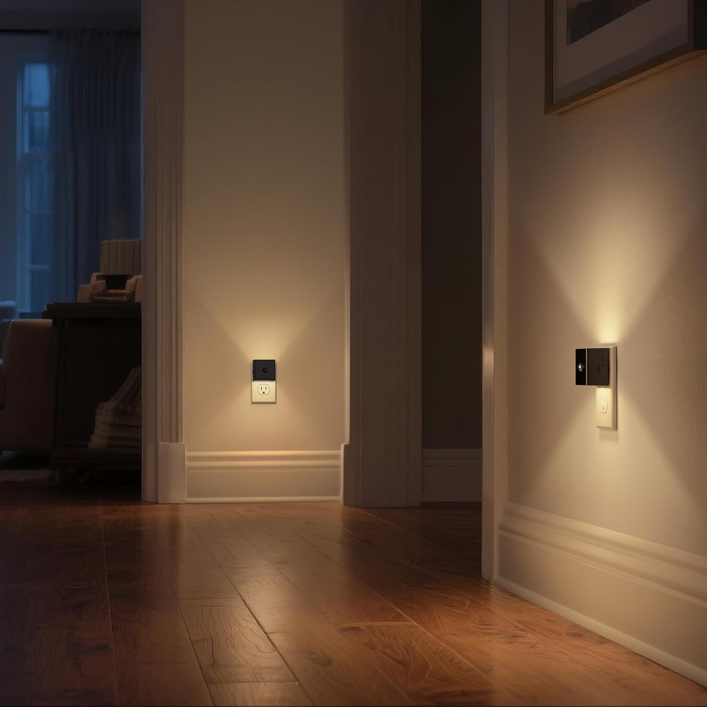 DORESshop LED Motion Sensor Night Light [2 Pack], Plug in Night Light, Dusk to Dawn Night Light Motion Sensor, 3 Level Brightness Adjustable Night Lights for Adults, Bedroom, Bathroom, Hallway, 3000K