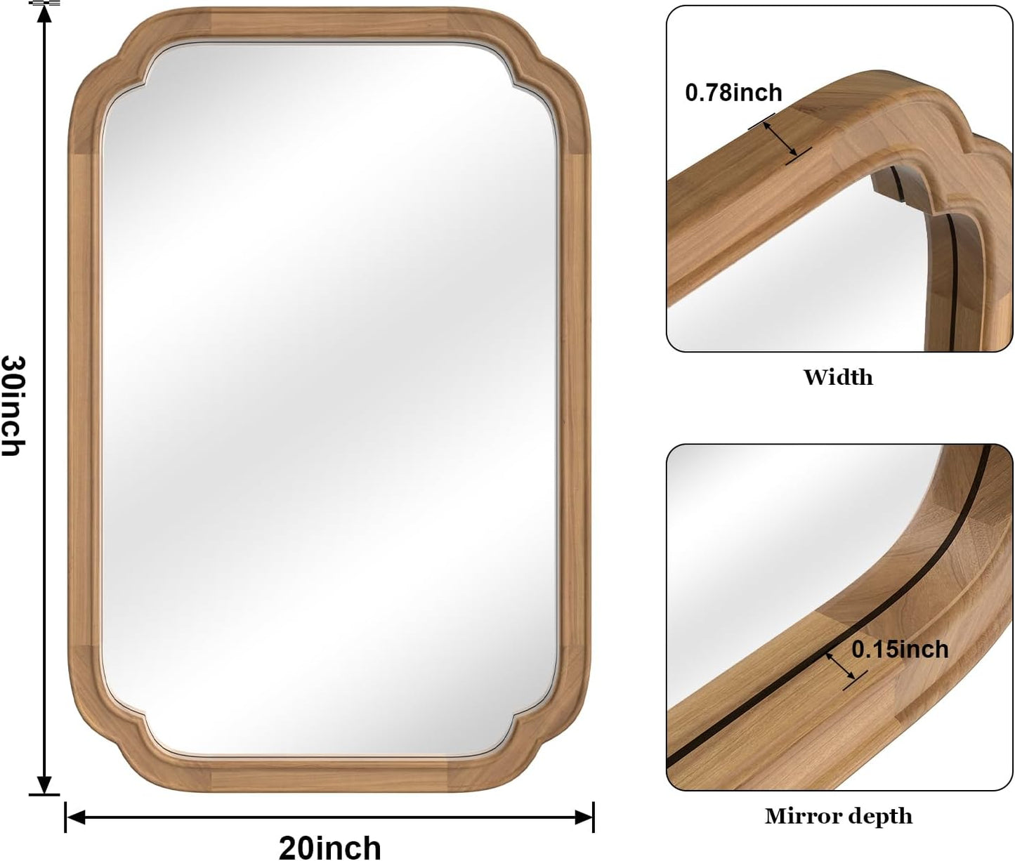 WallBeyond Full Length Mirror Wall Mounted 65"x22", Rustic Wooden Frame Floor Mirror, Large Full Body Mirror for Bedroom, Leaning or Hanging Against Wall, Natural