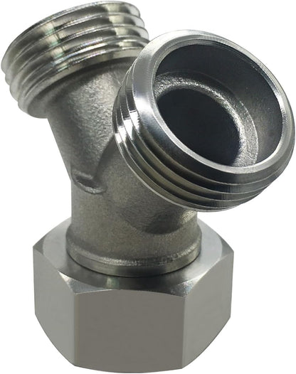 beduan Stainless Steel Garden Hose Splitter 2 Way Y Connector Heavy Duty for Outdoor Garden Faucet Hose Bib