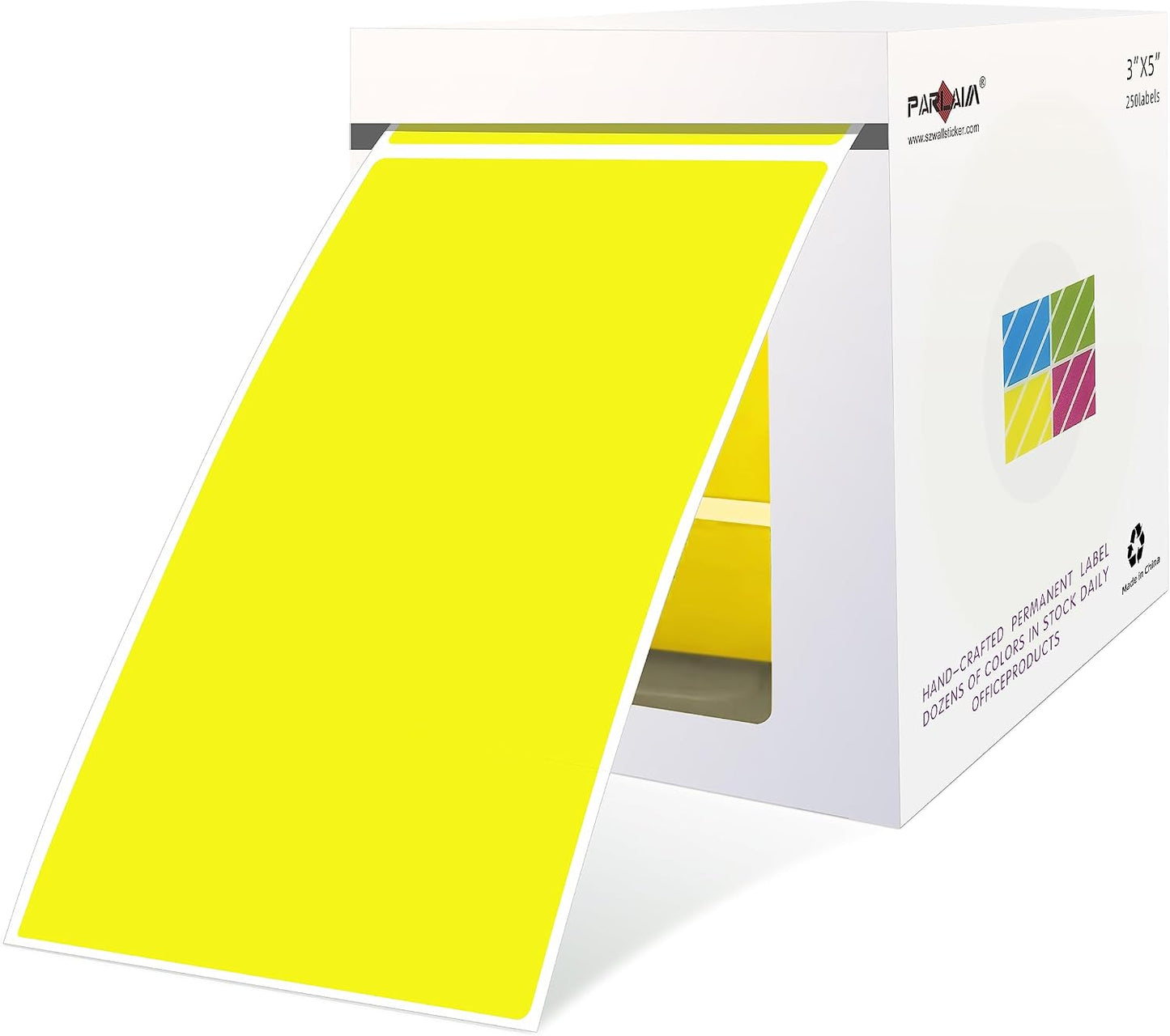 PARLAIM 3 x 5 inch Rectangle Sticker Labels, 250PCS Adhesive Color Coding Stickers for Moving Box Inventory Label, Fluorescent Green