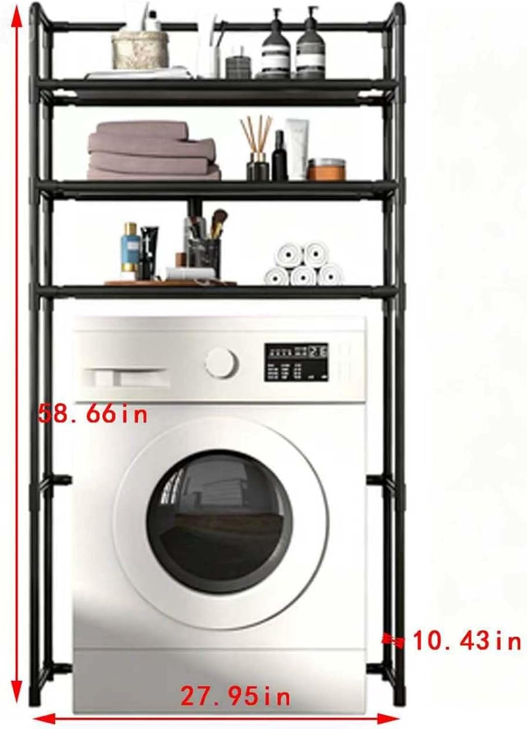 Laundry Room Organizer 3-Tier Freestanding Over Washing Machine Shelf | Black