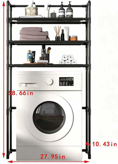 Laundry Room Organizer 3-Tier Freestanding Over Washing Machine Shelf | Black
