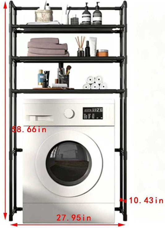 Laundry Room Organizer 3-Tier Freestanding Over Washing Machine Shelf | Black