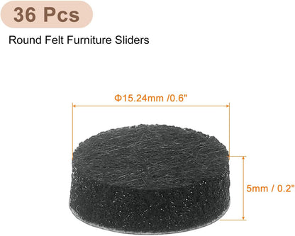 uxcell Furniture Pads, 36Pcs 0.5" - Round Self Adhesive Felt Furniture Pads, Floor Protectors for Furniture Feet Chairs Legs Hardwood Floors (Black)