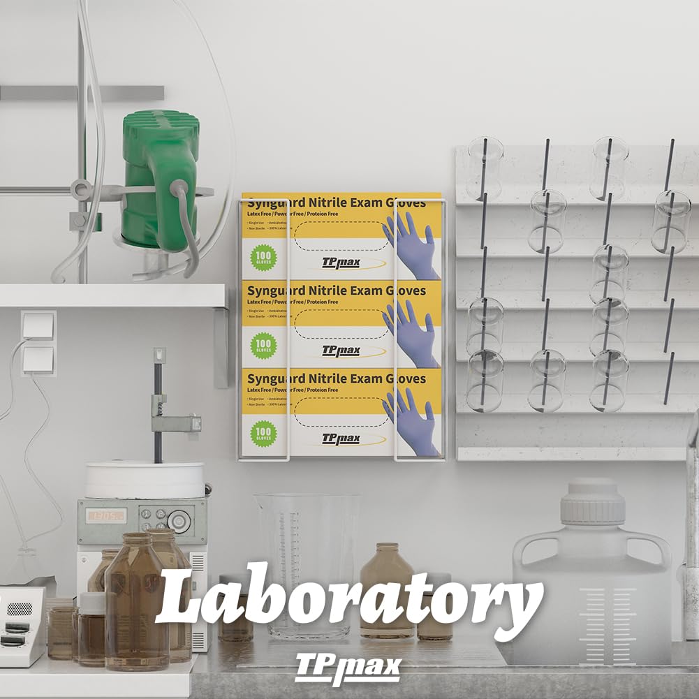 TPmax L Size Gloves Box Holder Glovesbox Wire Rack Dispenser for Gloves,Tissues Paper Towels Organizer - Mounting Accessories Included - Holds 1 Box - Perfect for Lab, Food Service and Home