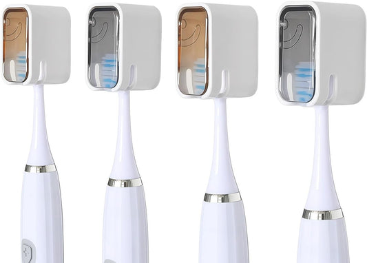 4PCS Toothbrush Holder Wall Mounted with Cover, Toothbrush Holder Single Slot Toothbrush Dispenser Storage Organizer for Bathroom Family & Travel