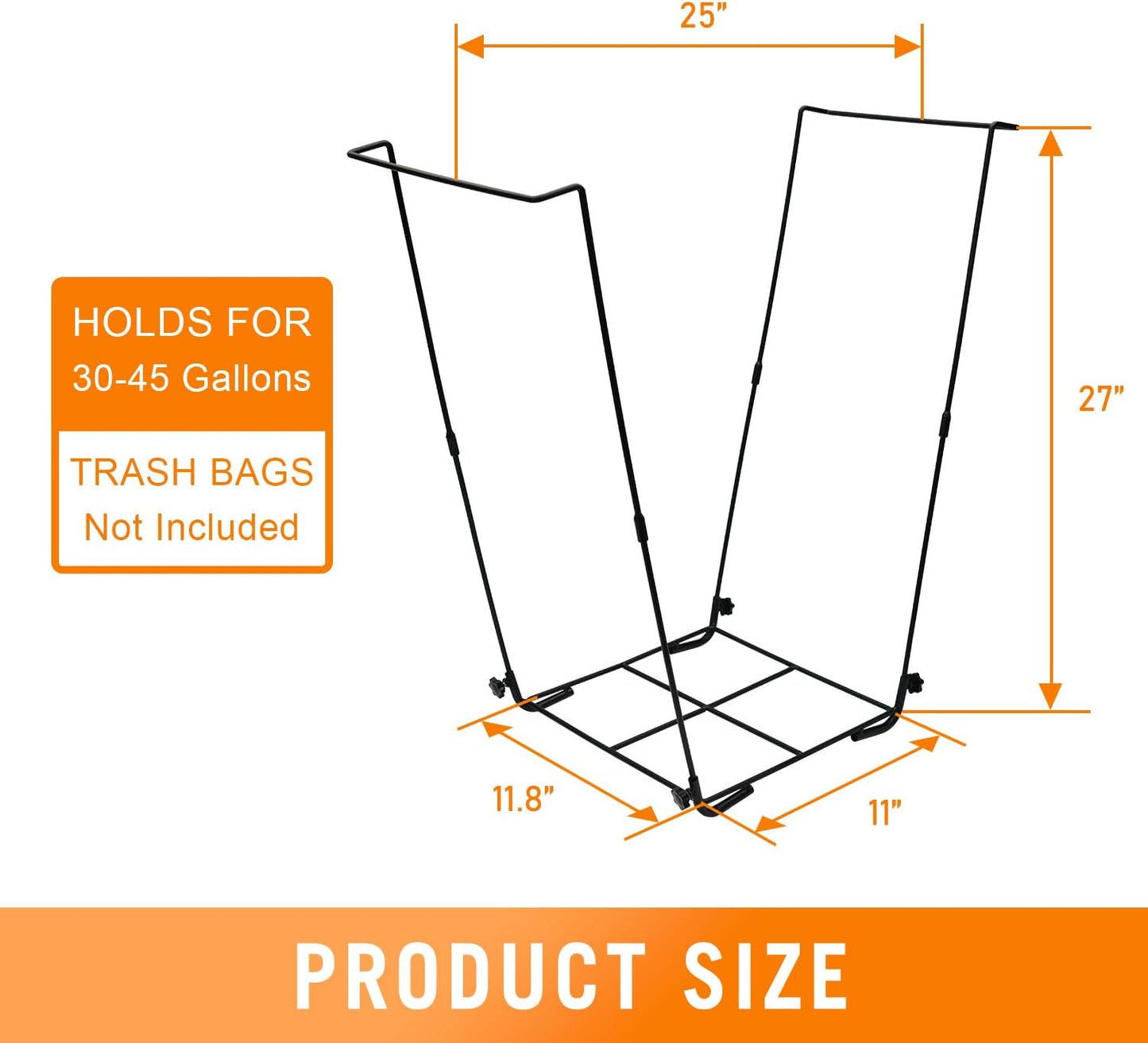 CAMPFIRE Trash Bag Holder Fits 30-45 Gallon Bags, Multi-Use Garbage Bag Holder, Portable to Use Leaf Bag Holder for Yard, Camping, Parties, and Leaf Collector