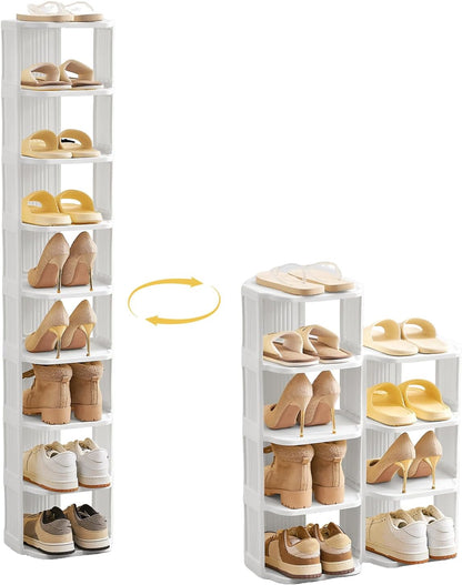UFORU Small Shoe Rack, 5 Tier Plastic Vertical Shoe Rack for Small and Narrow Spaces, Free Standing Shoe Organizer for Closet, Entryway