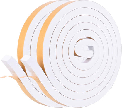 Self Adhesive Foam Tape Weatherstrip 1/2in x 1/4in x 42Ft High Density Foam Insulation Strips Foam Seal Weather Stripping with Strong Adhesive for Door and Window Sound Isolation Soundproofing, White