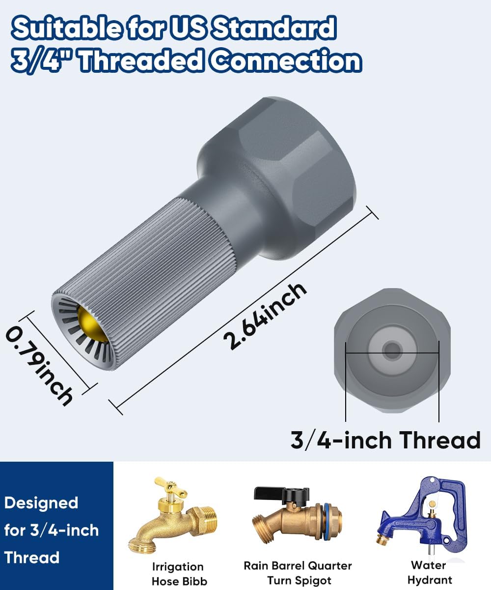 3/4-Inch Thread Faucet Freeze Protection Valve, Freeze Proof Faucet Cover for Outdoors, Winter Frost Proof Auto Temperature Control for Garden, Lawn & Yard Spigot, Grey, 2pcs