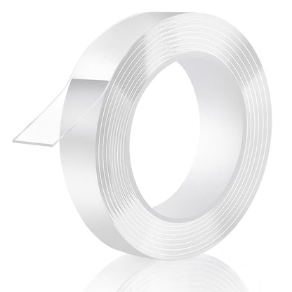 Double Sided Tape Heavy Duty, Removable Nano Double Sided Adhesive Tape, Clear Mounting Tape Picture Hanging Adhesive Strips Waterproof for Walls Photo Crafts Carpet Poster, 0.39" x 16.5FT