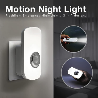 Sensky 3-in-1 Motion Sensor Night Light Plug in, Rechargeable Flashlight, Emergency Night Light for Bedroom, Bathroom, Living Room, Stairways, Hallways