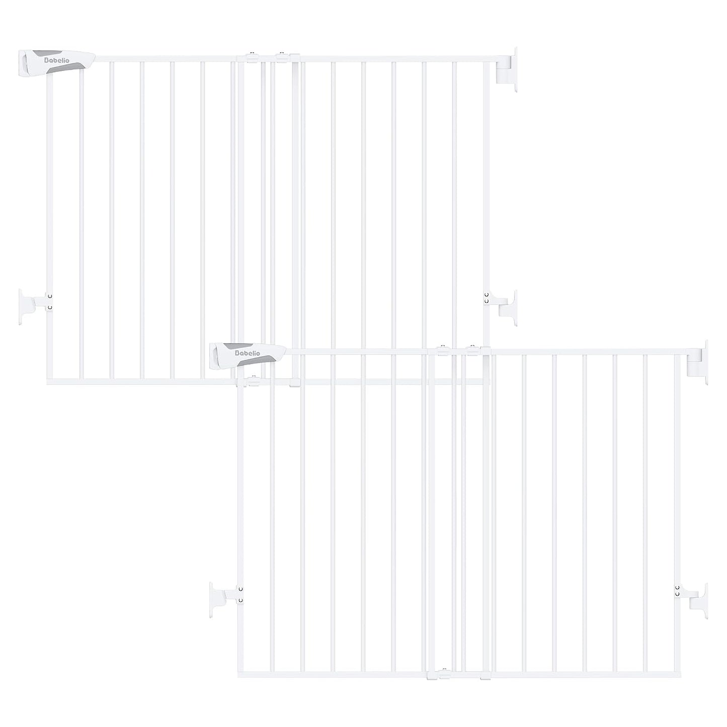 Babelio Baby Gate for Stairs, Kitchen & Doorways, No Bottom Bar| One-Handed Operation| Auto-Close| Hardware Mount (Drill Needed) Safety Dog/Pet Gate (Black - B17, 26-43" W, 28" H)