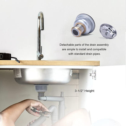3-1/2 Deep Cup Kitchen Sink Drain Assembly, 304 Stainless Steel Construction With Fixed Post Basket and Long Extended Shank/CAS Approved and White Finish