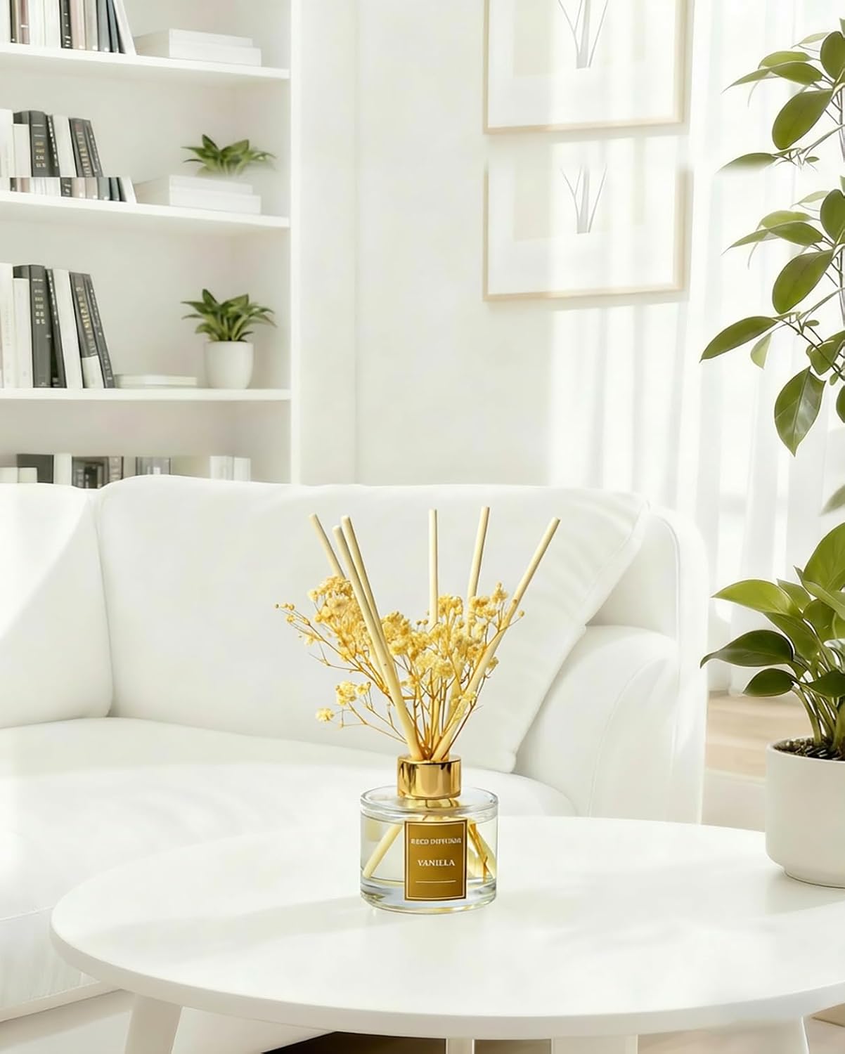 Reed Diffuser Set-Lemon Verbena Scent Fragrance Oil Diffuser with 6 Reed Sticks | Home & Bedroom Bathroom Decor,3.38 fl oz (100ml)