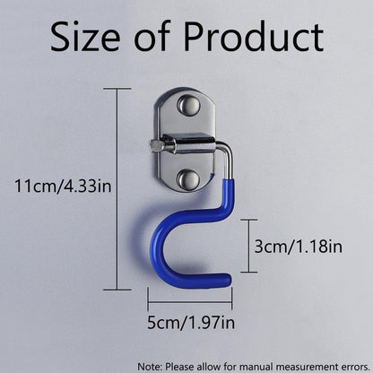 4 Pack S-Type Hook Wall Mounted Cleaning Tool Organizer - Space Saver - 304 Stainless Steel Mop Broom Holder Organizer, Broom Mop Handle Holder (Silver and Blue)
