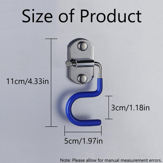 4 Pack S-Type Hook Wall Mounted Cleaning Tool Organizer - Space Saver - 304 Stainless Steel Mop Broom Holder Organizer, Broom Mop Handle Holder (Silver and Blue)